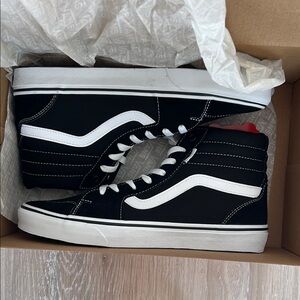 Men’s Vans Black and White High-Top Sneakers Size 10.5